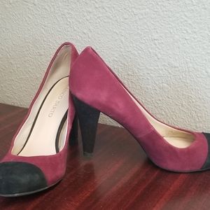 Franco Sarto Burgundy & Black Pumps